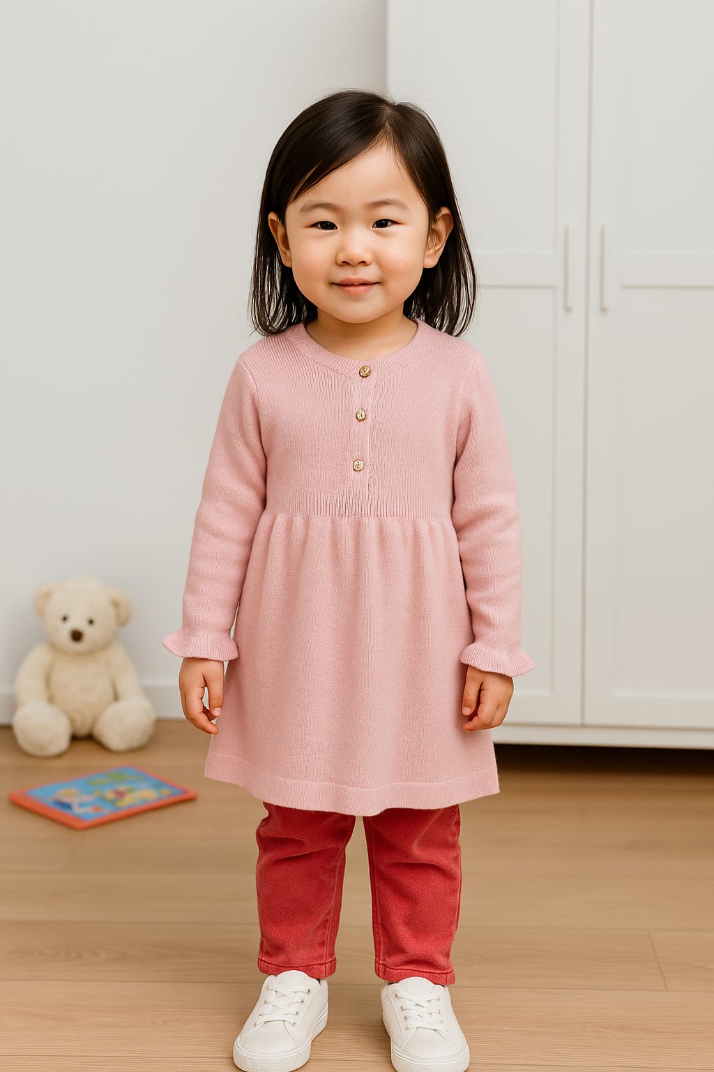 Winter Knit Frock for Baby Girl – Blush Pink