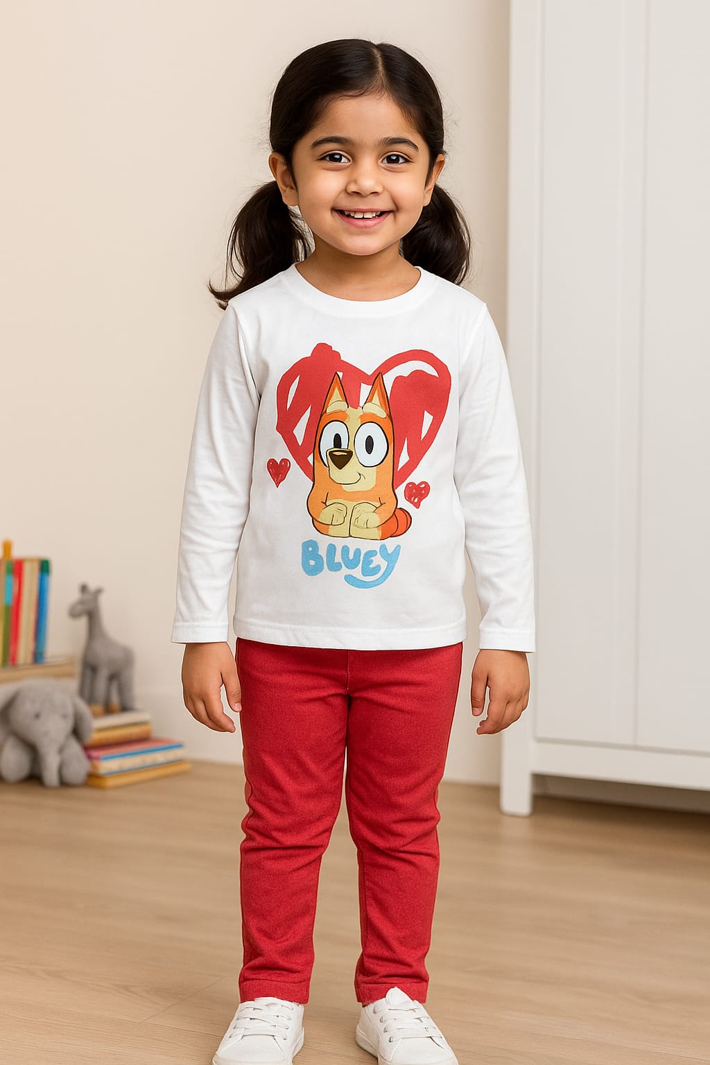 Girls Long-Sleeve Heart Pup Tee