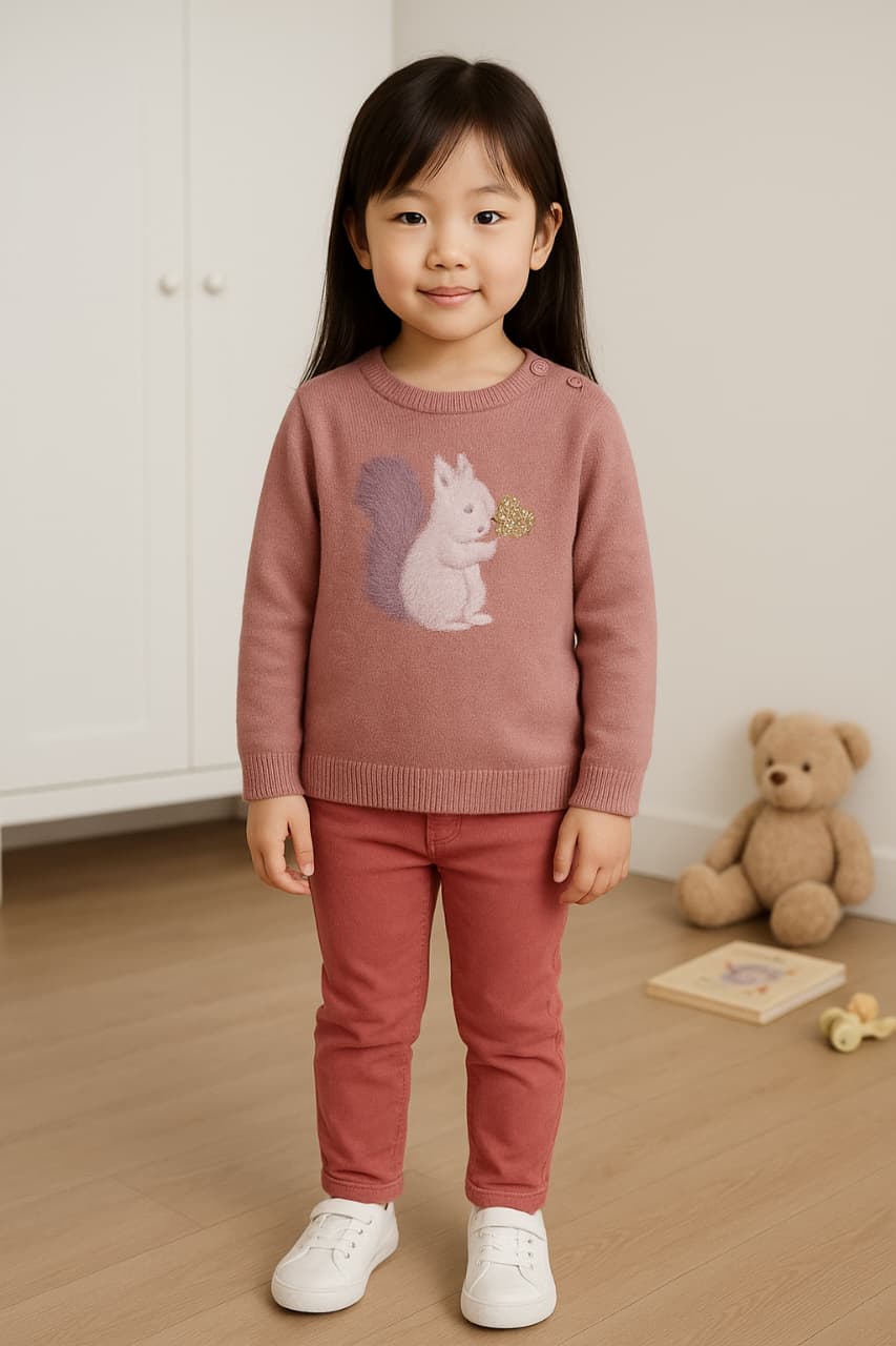 Cozy Warm Baby Girl Sweater – Dusty Pink