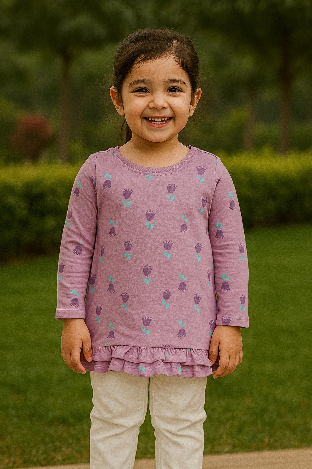 Girls Frill Frock – Lilac Floral