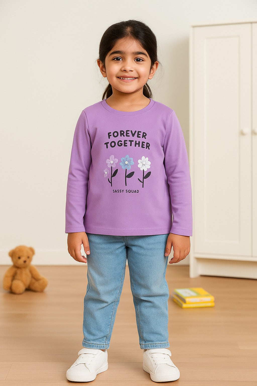 Girls’ “Forever Together” Long Sleeve T-Shirt – Lilac