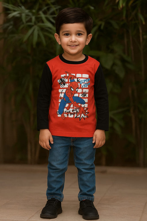 Boys Full-Sleeve “Spider Hero” Tee