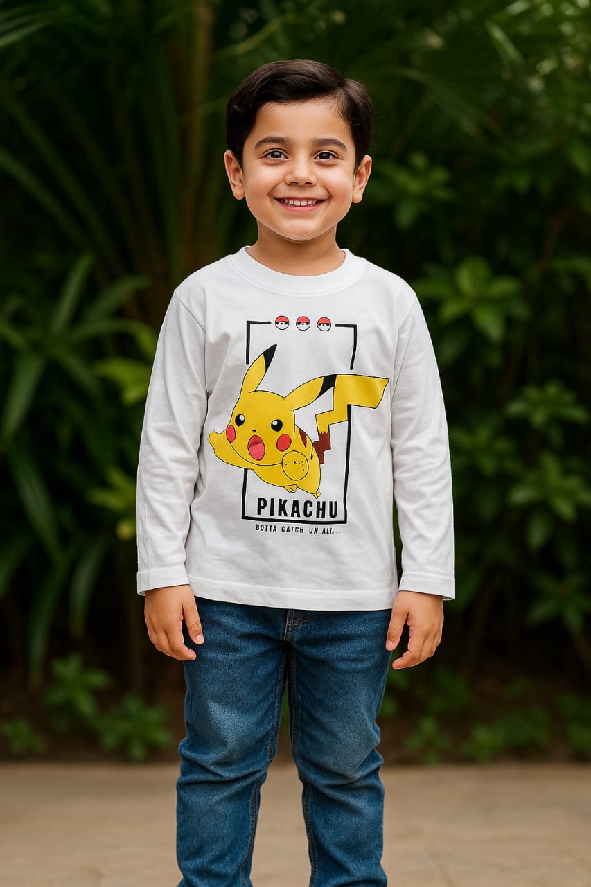 Kids Pikachu Long-Sleeve T-Shirt – Soft Cotton
