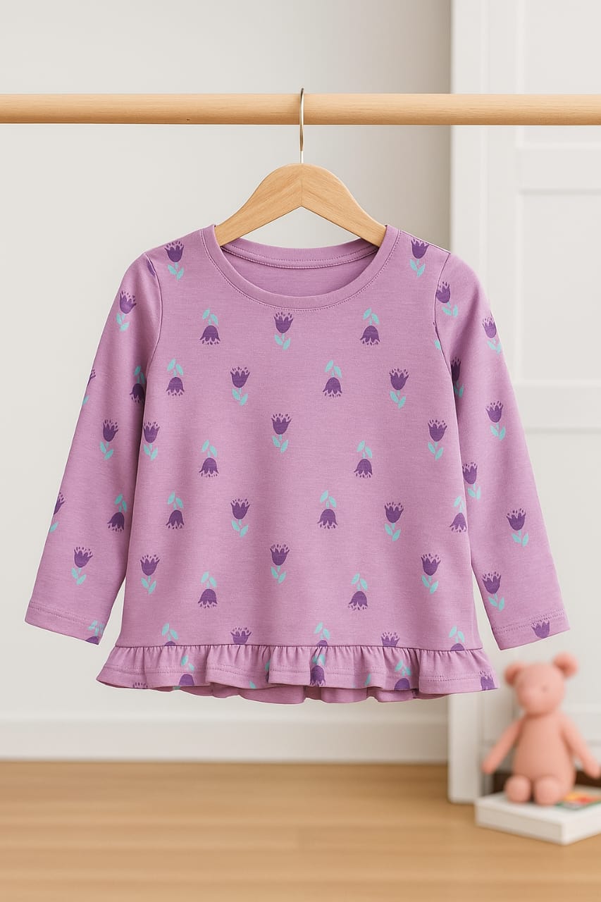 Girls Frill Frock – Lilac Floral