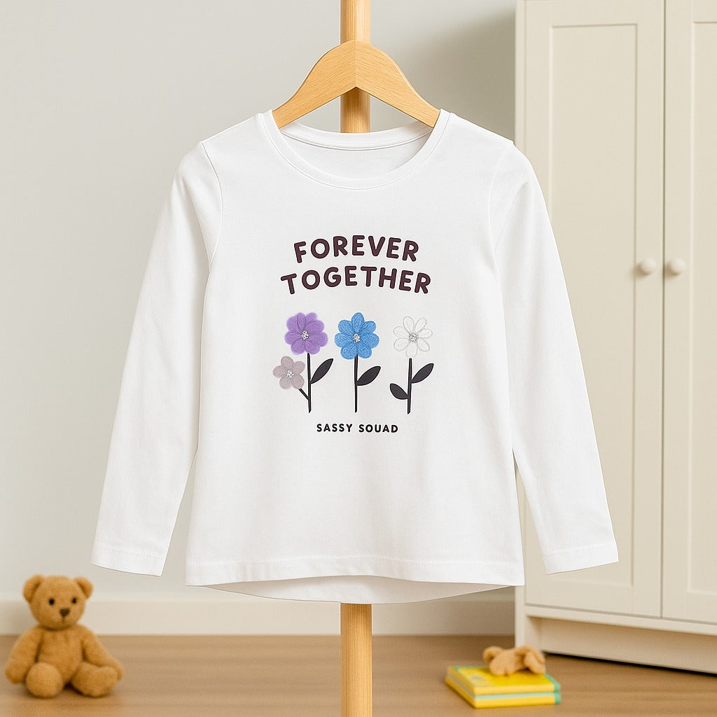 Girls’ Long Sleeve T-Shirt – “Forever Together” Print (Sassy Squad)