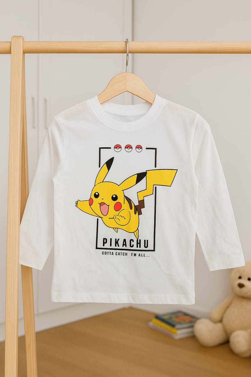Kids Pikachu Long-Sleeve T-Shirt – Soft Cotton
